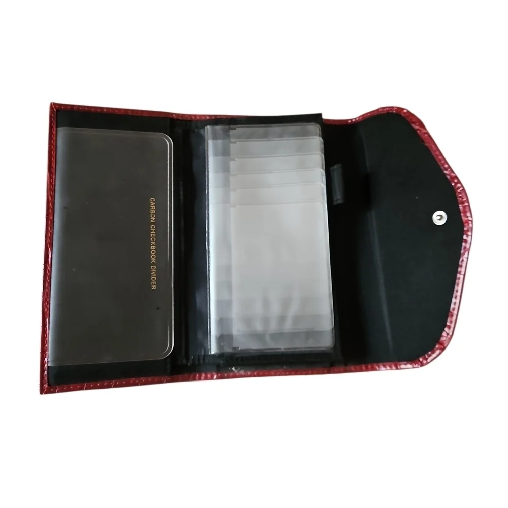 Maroon Red Crocodile-Embossed Clutch Or Long Wallet, Tri-fold